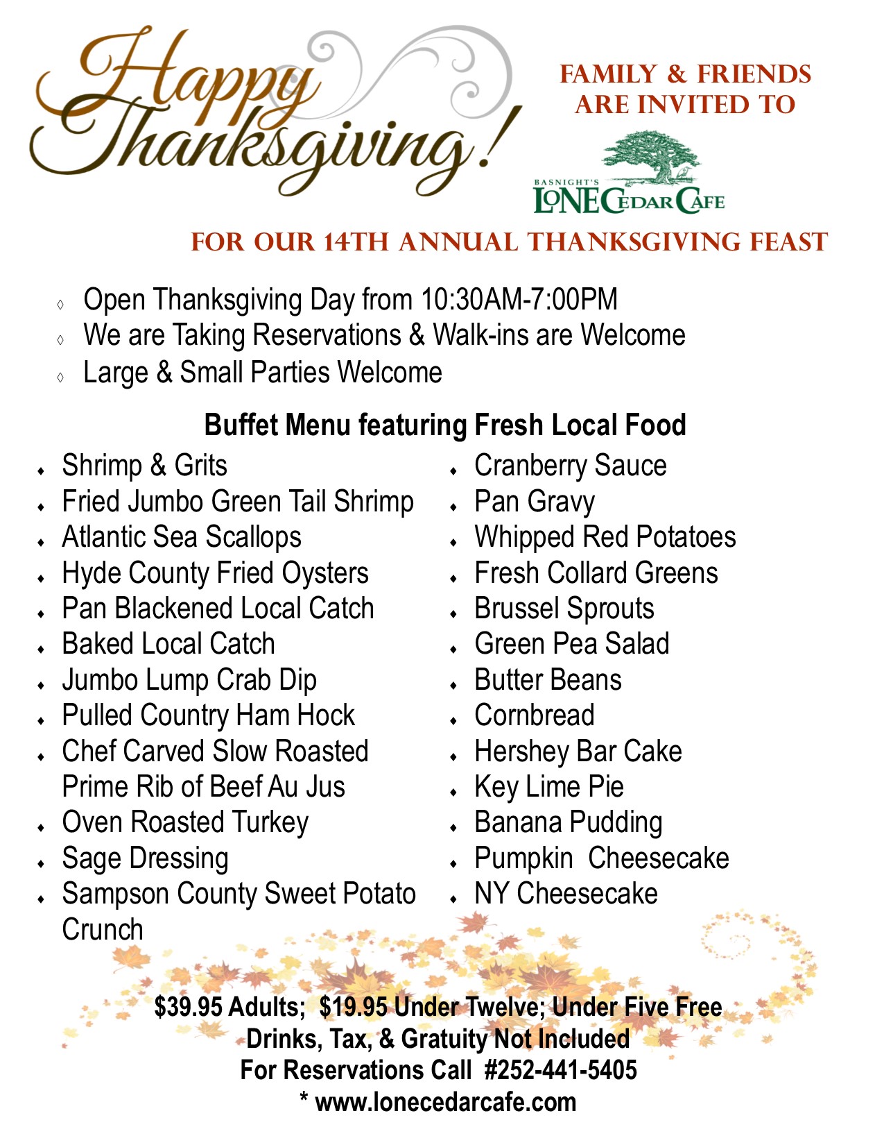 Outer Banks Thanksgiving Restaurants 2021 - Menus, Reservations, Price
